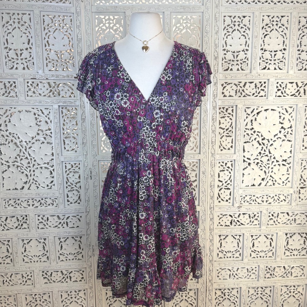 Michael Kors NWT Zinnia Ruffle Dress‎ Sz Medium Floral Coquette Fairy Milkmaid